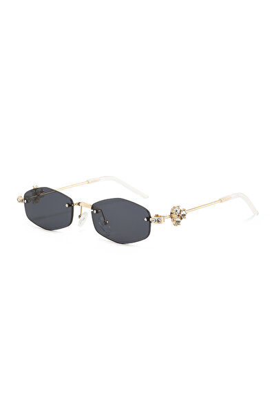 Choice7 gold black Hiking Luxury Rimless Polygon Diamond Anti Light Glasses W...