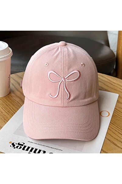 Choice1 Pink Sweet Bowknot Embroidery Baseball Hat for Women Solid Color Kore...