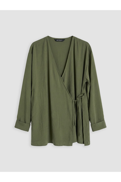 LC Waikiki Nevavm Double-Breasted Collar Textured Modal Blend Women's Kimono ...