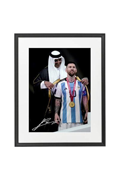 Boomah Accessories Lionel Messi Argentina Arabic Bisht Champion Poster with F...