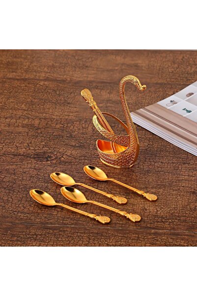 e-life shop Luxurious Nordic Swan Holder Set of 6 Sweet Coffee Teaspoons Set ...
