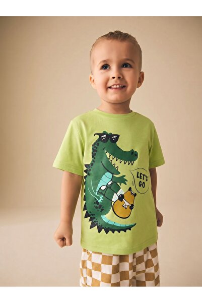 Tinymuyt Boy's Printed Combed Cotton Tshirt Green