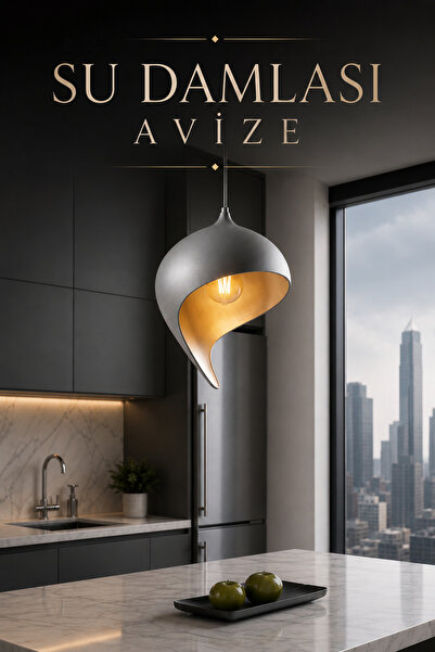 Trezon Modern Dekoratif Su Damlası Avize Beyaz LED Ampul Hediyeli