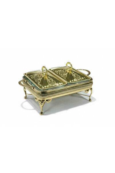 ROY KING qa 109 Dikdörtgen 2'li Ayaklı Fırın Kabı Gold 38xcmx26cmx18cm