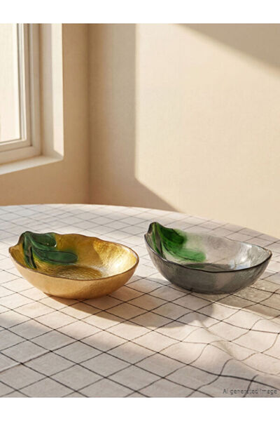 LC Waikiki Rmz Gi̇yi̇m Farkiyla Asymmetrical Shaped Glass Bowl Set of 2