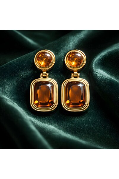 Gold Bal Renkli Sallanan Küpe