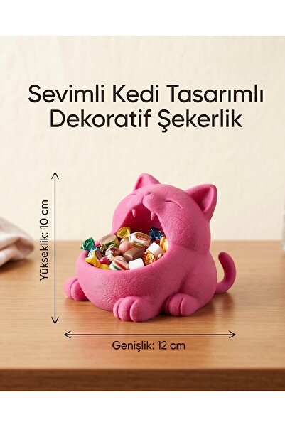 3DcraftTr 3D craftTr Sevimli Kedi Tasarımlı Dekoratif Şekerlik ve Takı Kutusu...