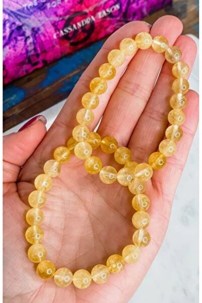 Zodyak Doğal Taş Sitrin Women'S/Men's Modern Bracelet
