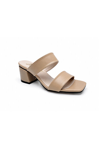 KuMsaL Butik Ayakkabı Kumsal Skin Double Tape Thick Medium Heel Elegant Women...