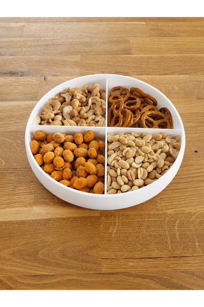 ModuLab 3D 4-Compartment Snack Plate – Round Snack and Nut Serving Plate