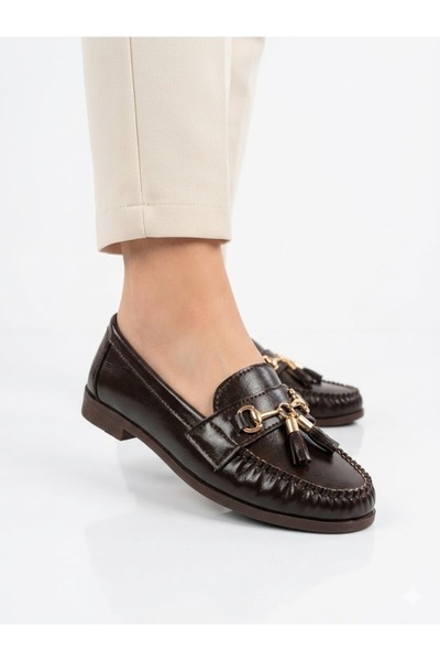 Lütfi Women's Brown Tassel Detailed Casual Soft Sole Loafer Shoes