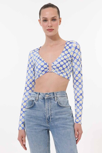 Roxy ARTSY TILE CROP TOP LYCRA Laci Kadın Mayo