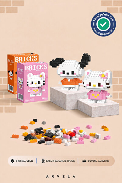 Arvela Pochacco & Pembe Hello Kitty İkili Set - Eğitici Oyuncak Figür - Orijinal