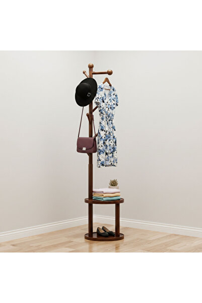 Sinyin Wood Coat Rack Stand, Freestanding Coat Tree with Hooks, Floor Standin...
