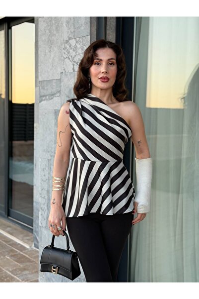 YK FASHION Tek Omuz Tasarım Bluz