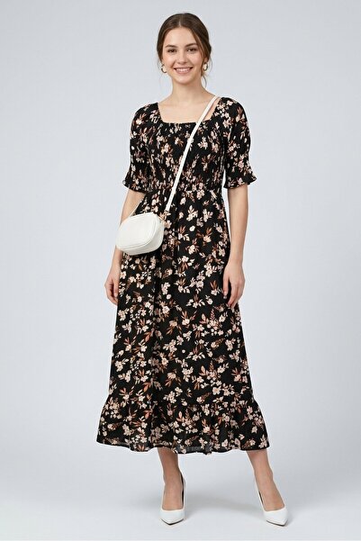 Willow & Whistle Women Floral Print Midi Dress, Multicolor