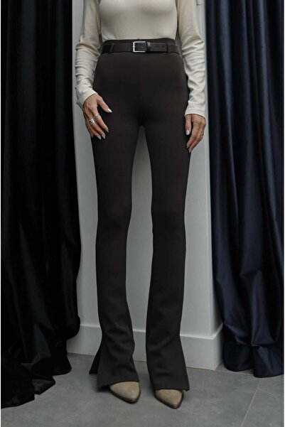 Havoş Bitter Brown Slit-Cut Belted Trousers