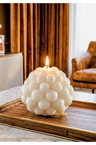 AKLIMDASIN Pinterest Tasarım Krem Renk Opak Bubble Mum Dekoratif Ürün Handmad...