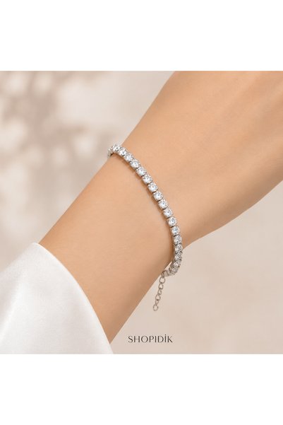 shopidik Zircon Stone Waterway Bracelet Adjustable Silver Color Women's Bracelet
