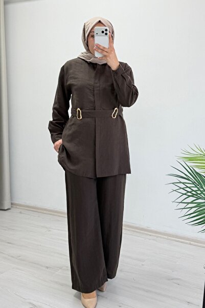 T Moda Store My Magazin Liyosel Kumaş Toka Detaylı Tesettür İkili Takım