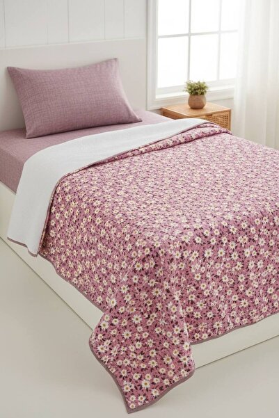 ŞENER HOME New Daisy Patterned Single Pique Set with Elastic Sheet