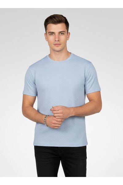 Rhyme Men Crew Neck Textured Short Sleeve T-Shirt, Lavender
