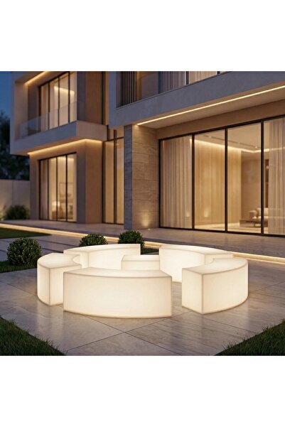 MYASEM STORE LED Outdoor Chairs and Table Set 6 Piece Illuminated Patio Garde...