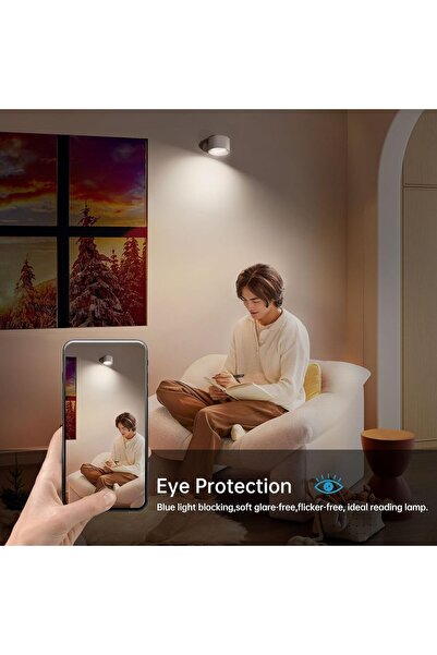 COOLDESİNG LED Wall Light, 2Pack Wall Lamp with 3 Color Modes 3 Brightness Levels 360°Rotate Magnetic Touch Control, Battery Operated Wall Lights for Living Room Bedroom Reading