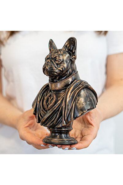 ZupZup Bust Bulldog Francez Maximus, Statueta Decorativa Imperiala, Pictata M...