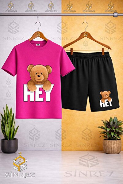 SİNREZ Tricou cu imprimeu BEAR WITH A MESSAGE ON HIS SHOULDER - Set pantaloni...