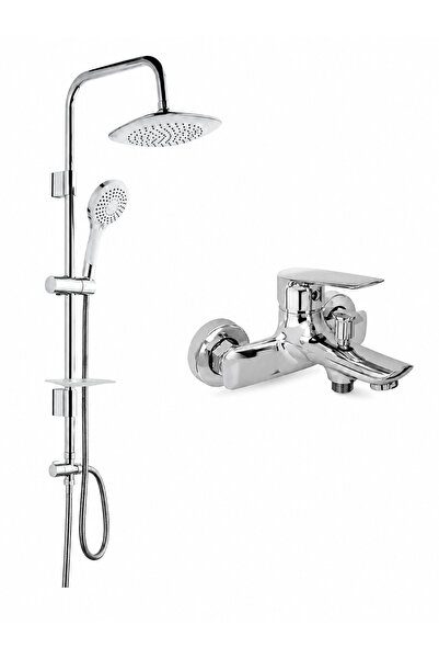 KALE Tandem Serisi Banyo Bataryası + Tema Rain Bianco 53270 Tepe Duş Seti Kom...