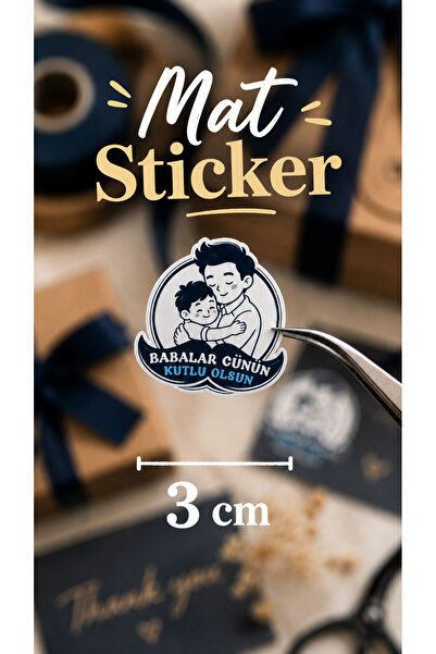 Hayali Çizgili Babalar Günü 3 cm Mat Sticker 35 Adet A4 Paketleme ve Hediye E...