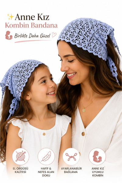 BOHEMÖRGÜ Mother Daughter Combination Bandana Hand Knitted Hair Band Bohemian...