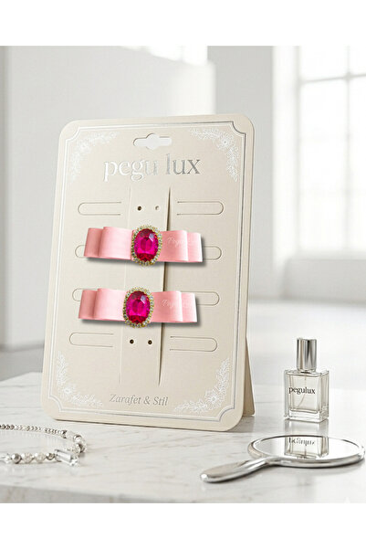 pegu baby collection Pachet de 2 agrafe cu panglică grograin roz, mici, mini,...