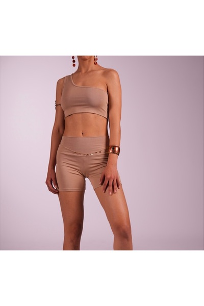 tek omuz, kısa, esnek, viskoz, nefes alan yoga, spor, günlük crop büstiyer