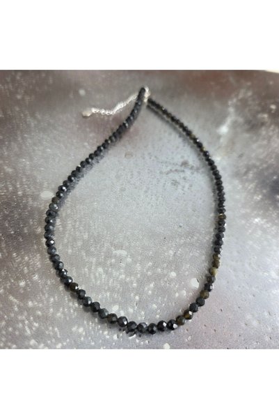 DRUZY Colier obsidian auriu fațetat, Silence#89