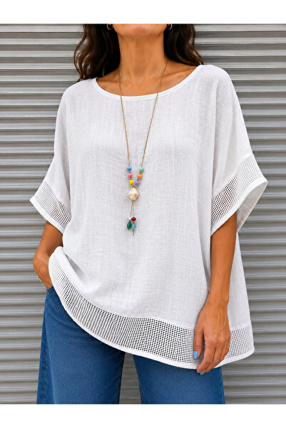 MENSAR OTANTİK Mesh Linen Blouse Standard Size 38/46 Fits Well