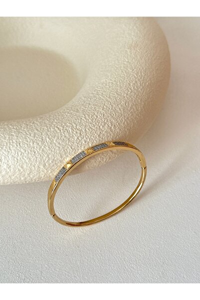 YOUES JEWELRY 316L Çelik VIP SERİ 14K Altın Renk Minimal Taşlı Bilezik Kadın ...