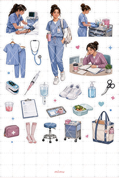 Mimu Art Studio Hemşirelik Öğrencisi Sticker Seti Klinik Ders Çalışma Temalı ...