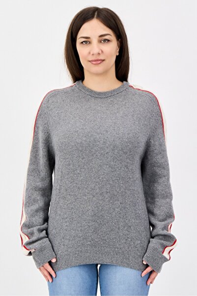 Aigle Women Crew Neck Knitted Long Sleeve Sweater, Light Grey