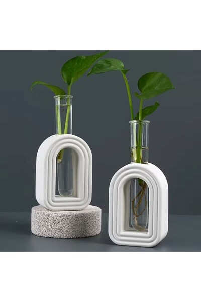 Masalsı Concept 1 Adet 10 cm Dekoratif Beton Tüplü vazo (Cam tüp dahil)