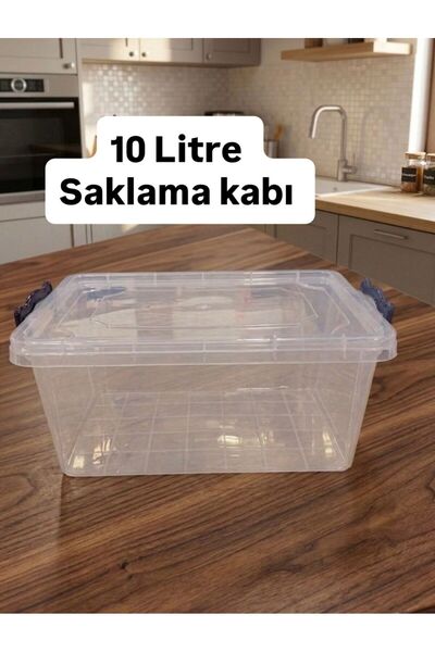 e Erta Çok Amaçlı Saklama Kabı, Koruma Erzak Kabı, (10 litre) Şeffaf ,Dikdörtgen
