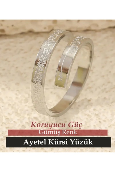 Miyoste Gümüş Renk Ayetel Kürsi Yüzük