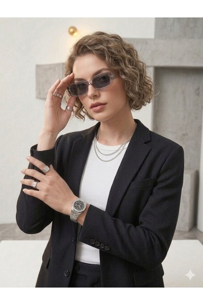 Armastr Transparent Grey Square Unisex Sunglasses Y2K Retro Yv400