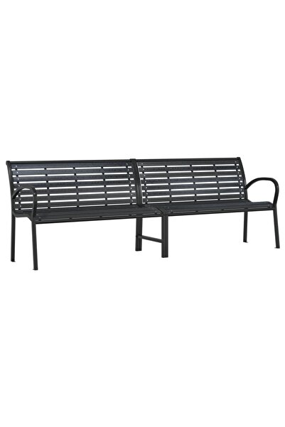 vidaxl Bancă dublă de grădină, negru, 231 cm, oțel și WPC
