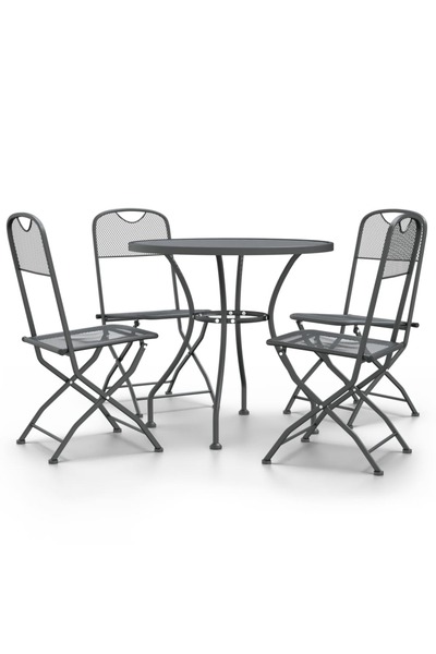 vidaxl Set mobilier grădină 5 piese antracit plasă metalică expandată