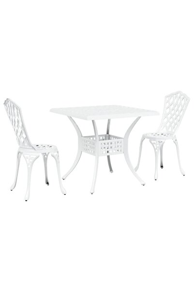 vidaxl Garden table set 3 pcs White Cast aluminum
