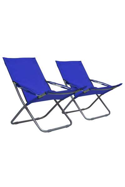 vidaxl Scaune de plajă pliante, 2 buc., albastru, material textil
