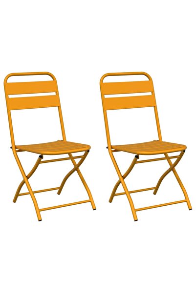 vidaxl Scaun pliabil pentru grădină 2 pcs Muștar 42 x 52 x 82cm