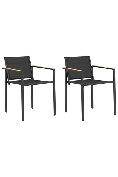 vidaxl Scaune de grădină 2 pcs Negru și antracit 53,5 x 59 x 77 cm
